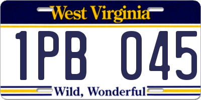 WV license plate 1PB045