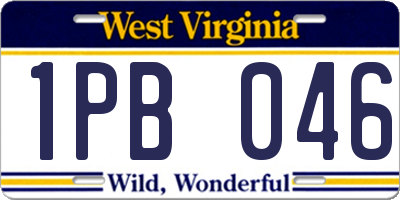 WV license plate 1PB046