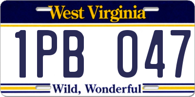 WV license plate 1PB047