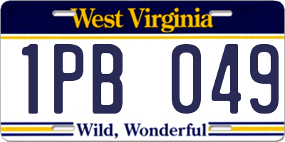 WV license plate 1PB049