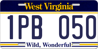 WV license plate 1PB050