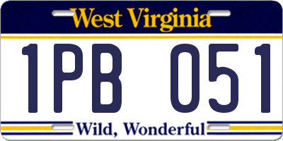WV license plate 1PB051