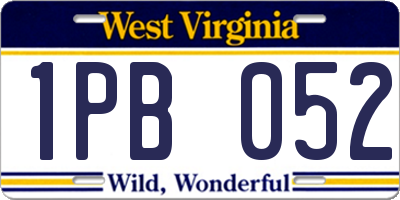 WV license plate 1PB052