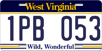 WV license plate 1PB053