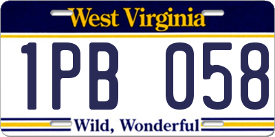 WV license plate 1PB058