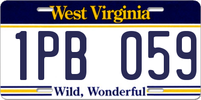 WV license plate 1PB059