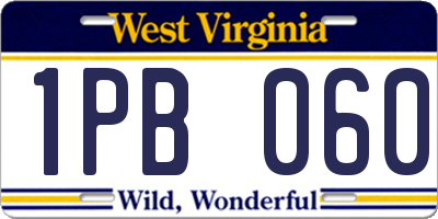 WV license plate 1PB060