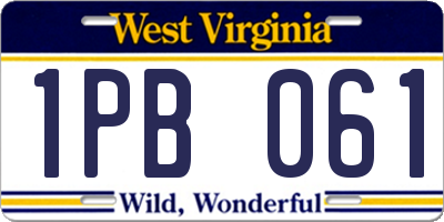 WV license plate 1PB061