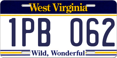 WV license plate 1PB062