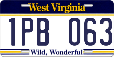 WV license plate 1PB063