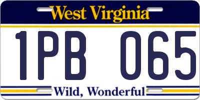 WV license plate 1PB065