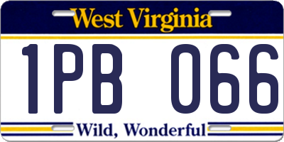 WV license plate 1PB066