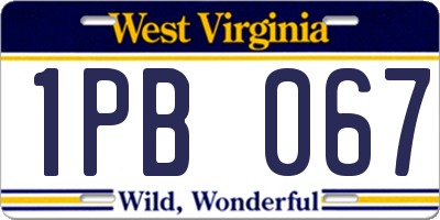 WV license plate 1PB067