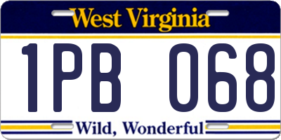 WV license plate 1PB068