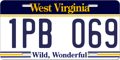 WV license plate 1PB069