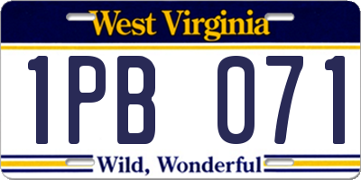 WV license plate 1PB071