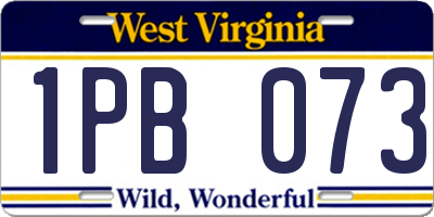 WV license plate 1PB073