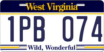 WV license plate 1PB074