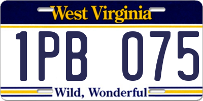 WV license plate 1PB075
