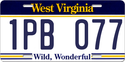 WV license plate 1PB077