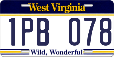 WV license plate 1PB078
