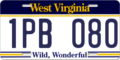 WV license plate 1PB080