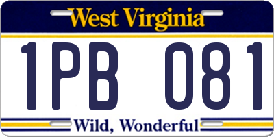 WV license plate 1PB081