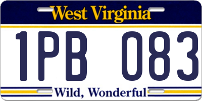 WV license plate 1PB083