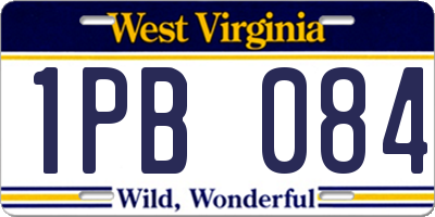WV license plate 1PB084