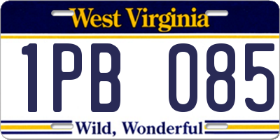 WV license plate 1PB085