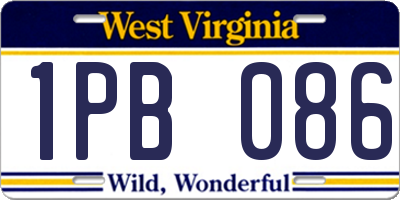 WV license plate 1PB086