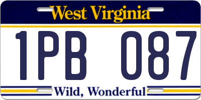 WV license plate 1PB087