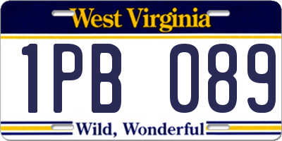 WV license plate 1PB089