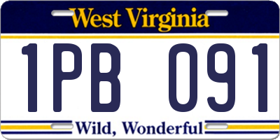 WV license plate 1PB091