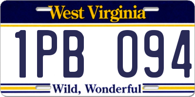 WV license plate 1PB094
