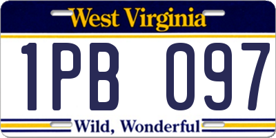 WV license plate 1PB097
