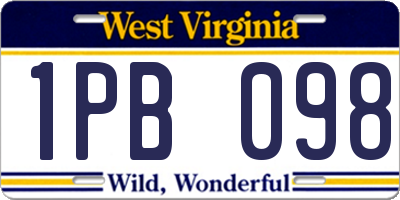 WV license plate 1PB098