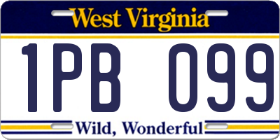 WV license plate 1PB099