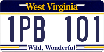WV license plate 1PB101