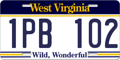 WV license plate 1PB102