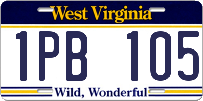 WV license plate 1PB105