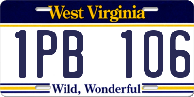 WV license plate 1PB106