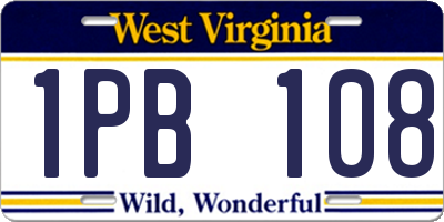 WV license plate 1PB108