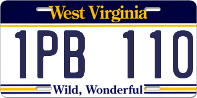 WV license plate 1PB110