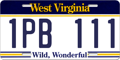 WV license plate 1PB111