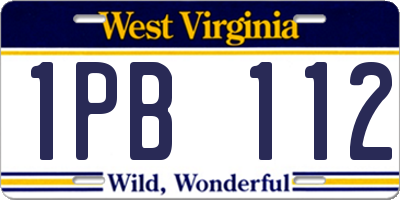 WV license plate 1PB112