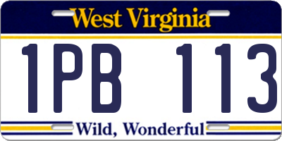 WV license plate 1PB113