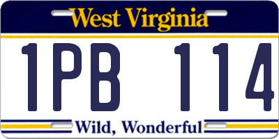 WV license plate 1PB114