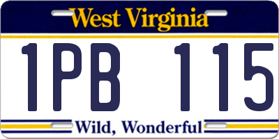 WV license plate 1PB115