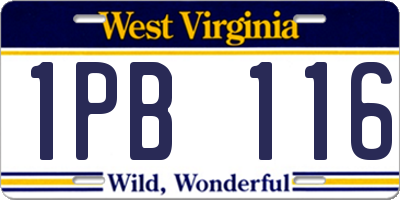 WV license plate 1PB116